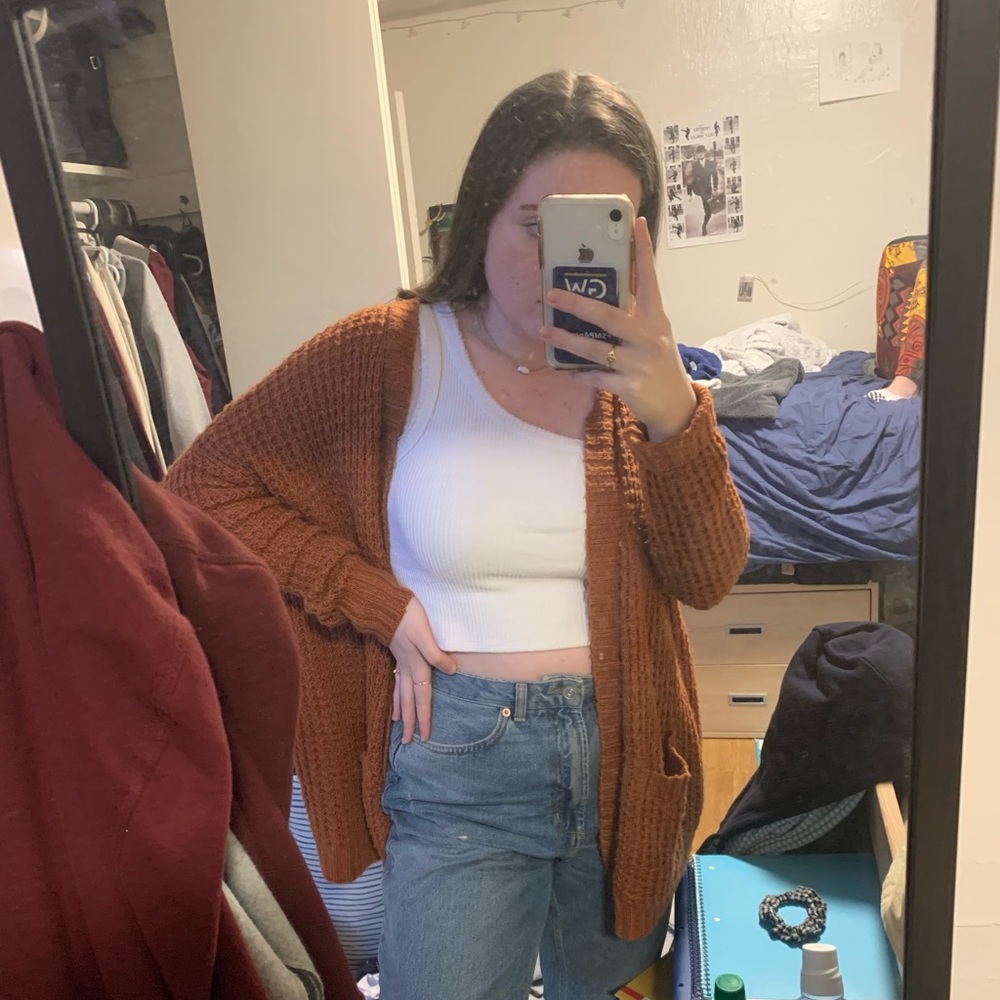 burnt orange cardigan🔥